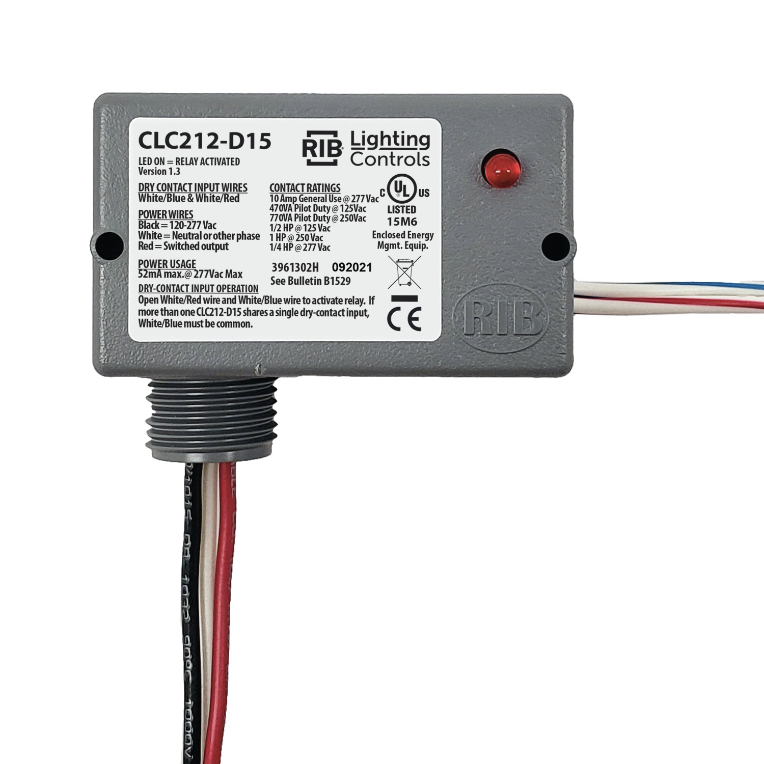 Functional Devices CLC212 Enclosed Light Controller Relay 10A SPST 120-277V