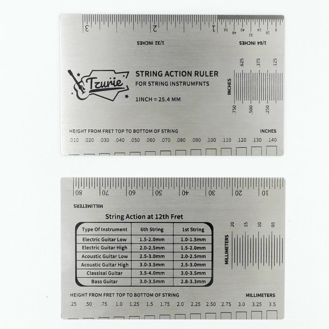Guitar String Action Gauge, Stainless Steel Pocket Size Tool with Travel Case…