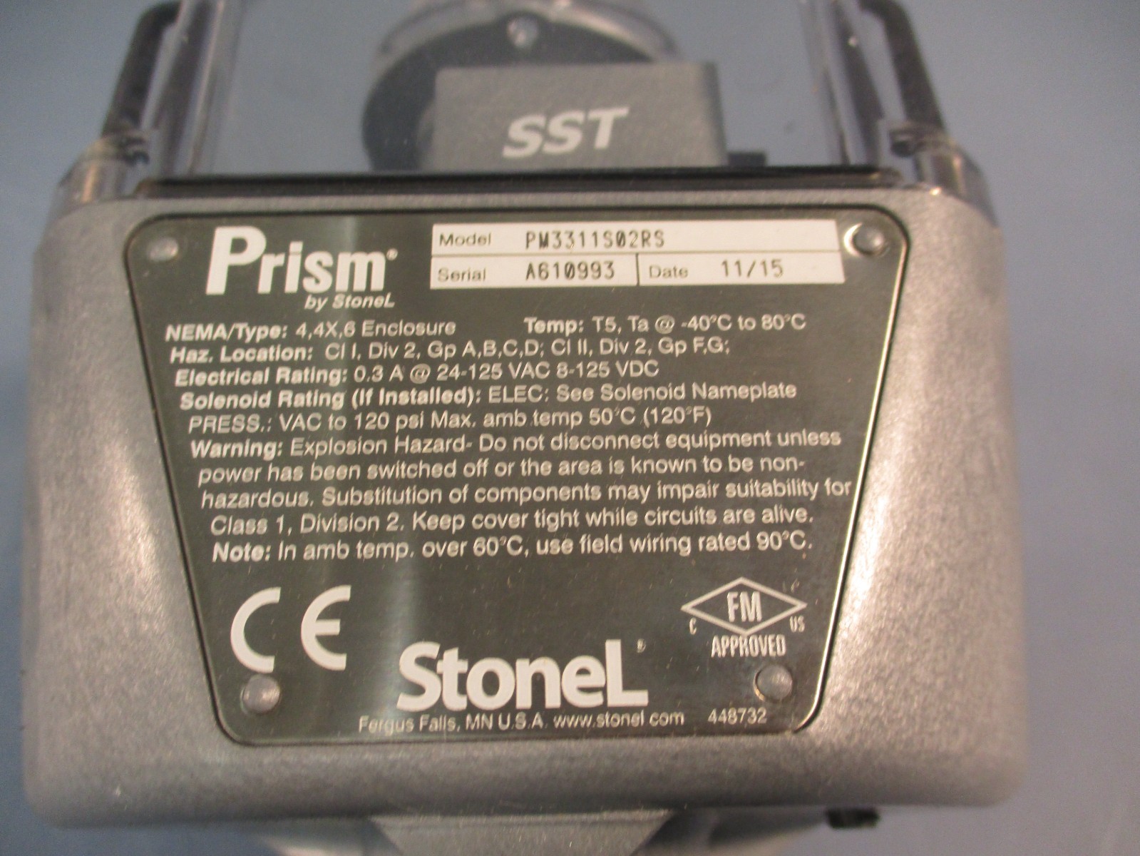 ITT PURE-FLO .38″ B204 w/PRISM by STONEL PM3311S02RS VALVE/ACTUATOR ASSEMBLY