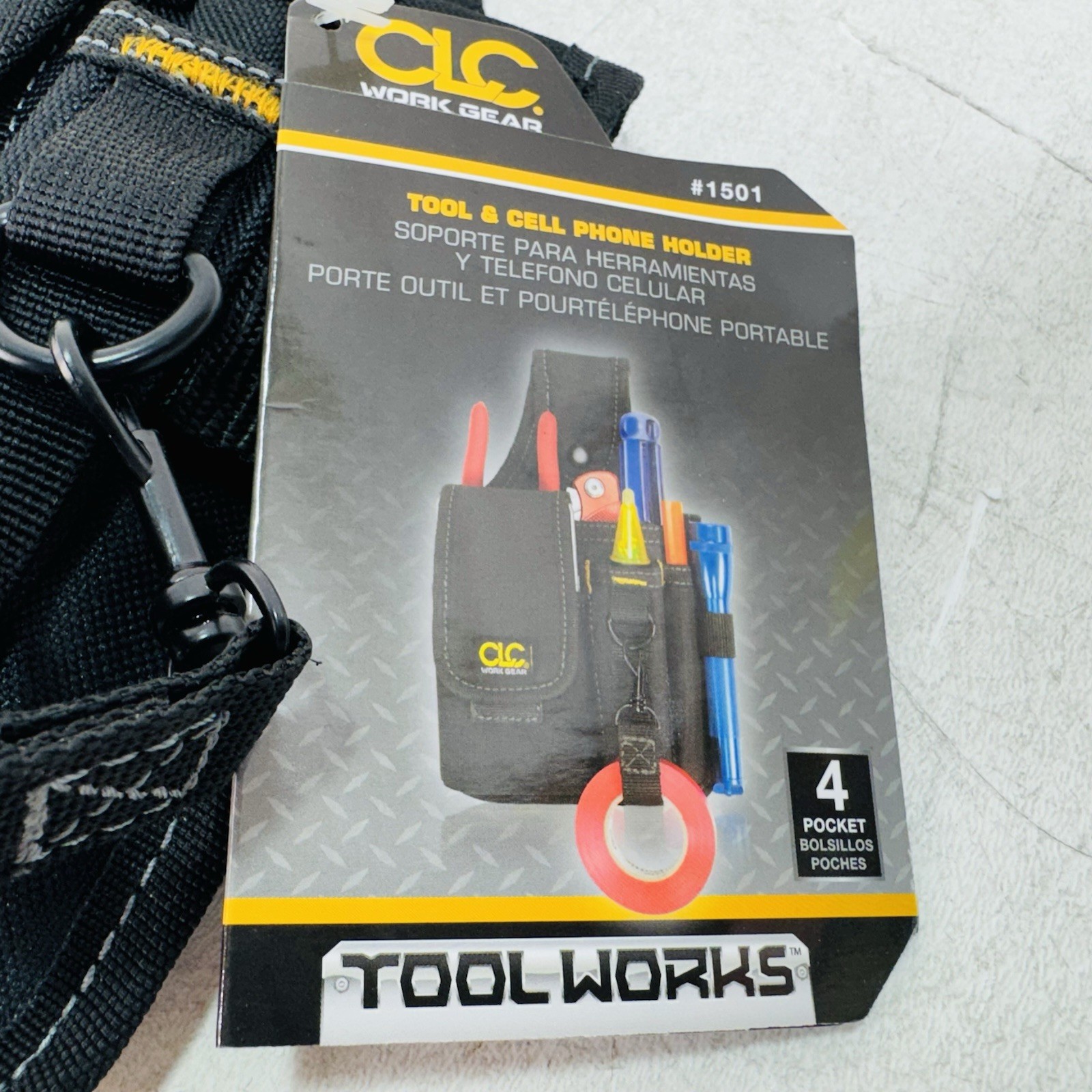 2 PACK CLC 1501 TOOL, CELL PHONE HOLDER 4 POCKETS POLYESTER BLACK 1-1/2″ DEEP 6″