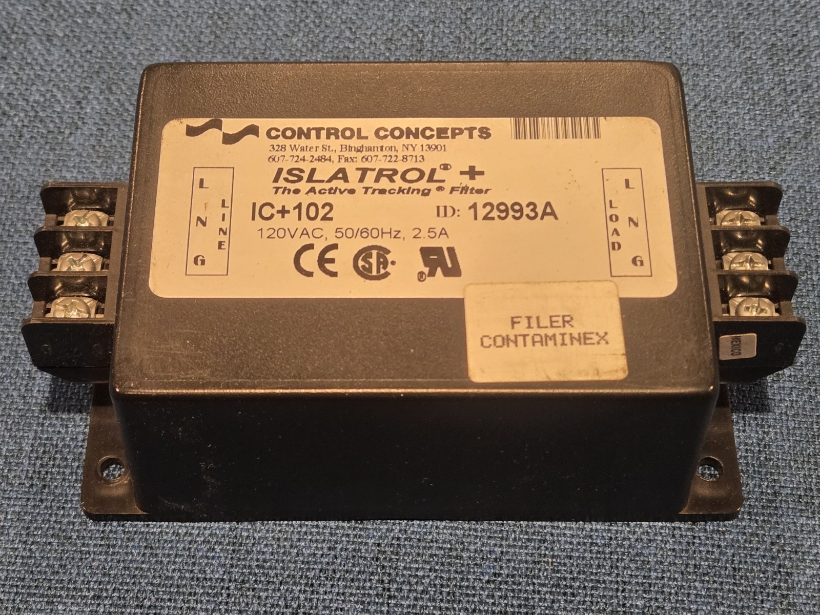 NOS Control Concepts 2.5A 120V Islatrol Plus Power Line Filter IC+102 Liebert