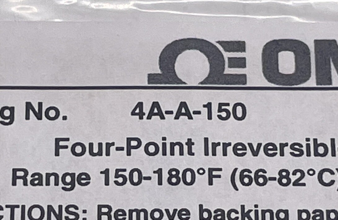 40 count Omega 4A-A-150 IRREVERSIBLE 4-Point Temperature Indicators 150-180°F