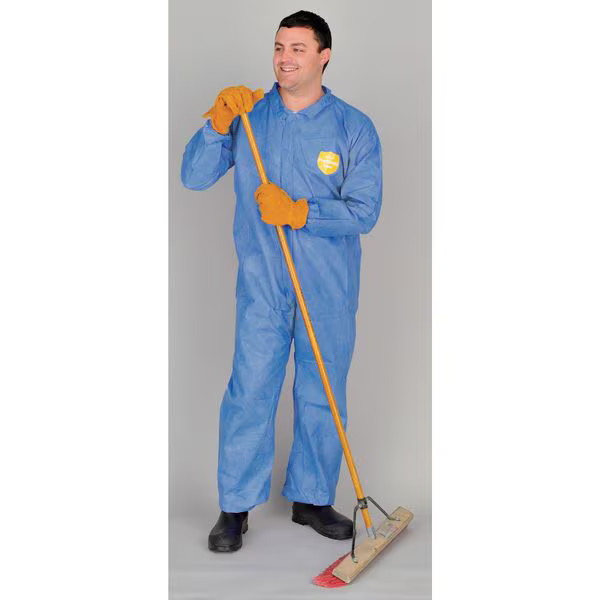 Dupont 10 Coverall. Collar. Elastic Wrists and Ankles. Elastic Waist. Blue. 5X