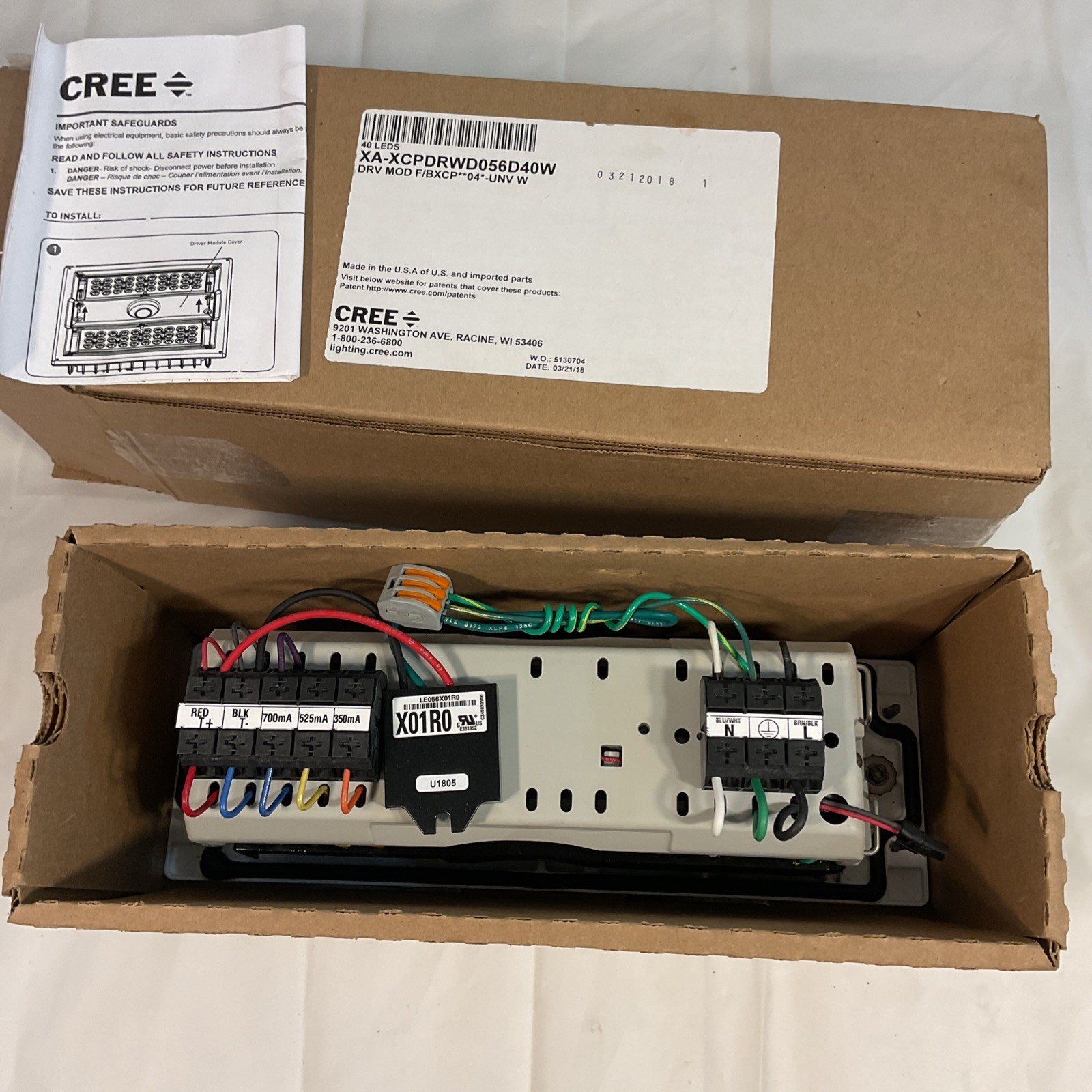 New Cree LED Driver Assembly Replacement Kit XA-XCPDRWD056D40W