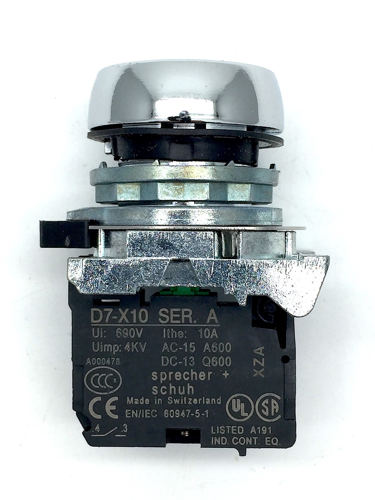 NHP Sprech+Schuh D7MF607MX10 Flush Push Button Metal Blue RESET 1N/C 600VDC 10A