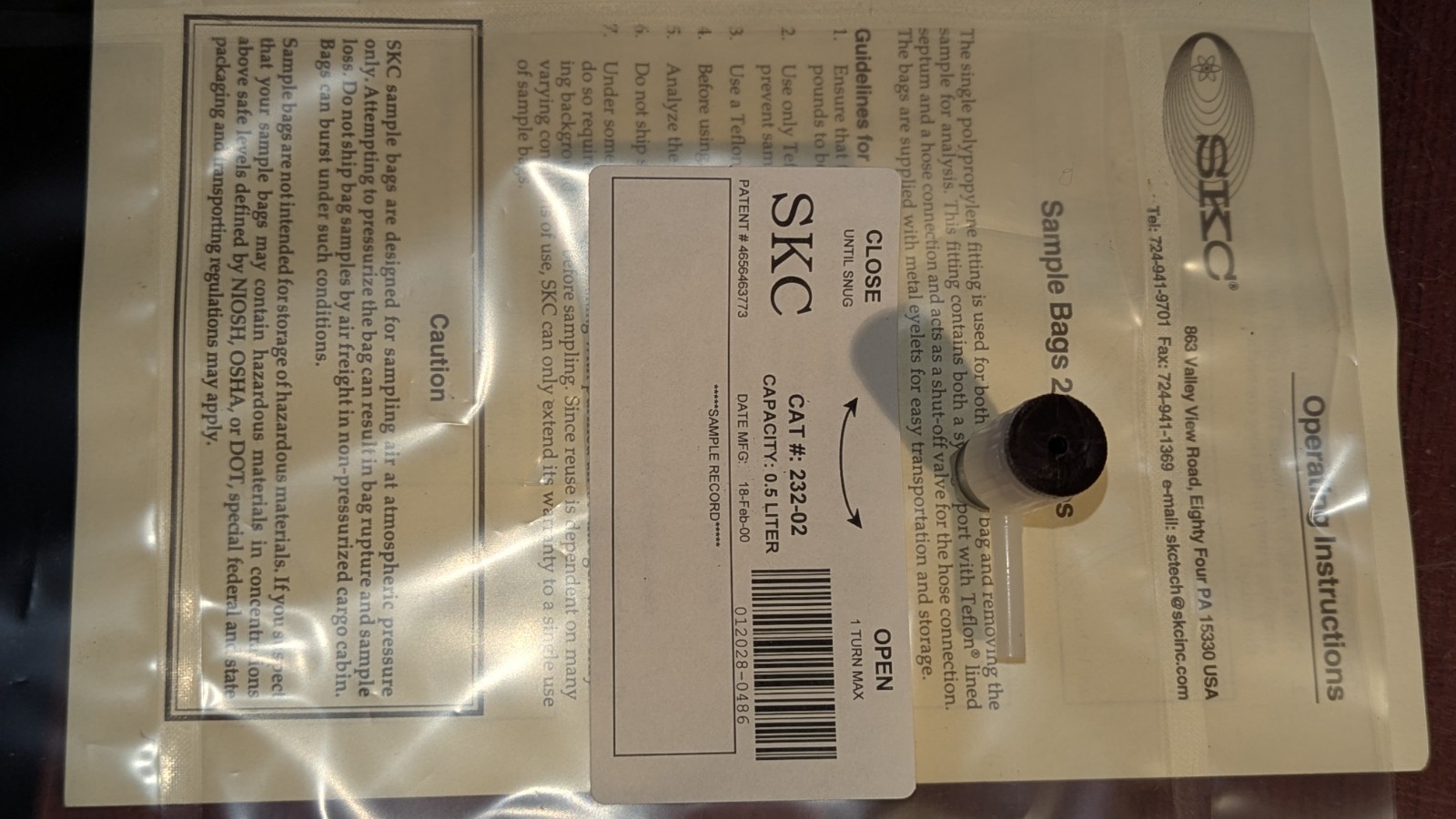 Lot of (14) SKC 232-02 Tedlar Sample Bags 0.5L New