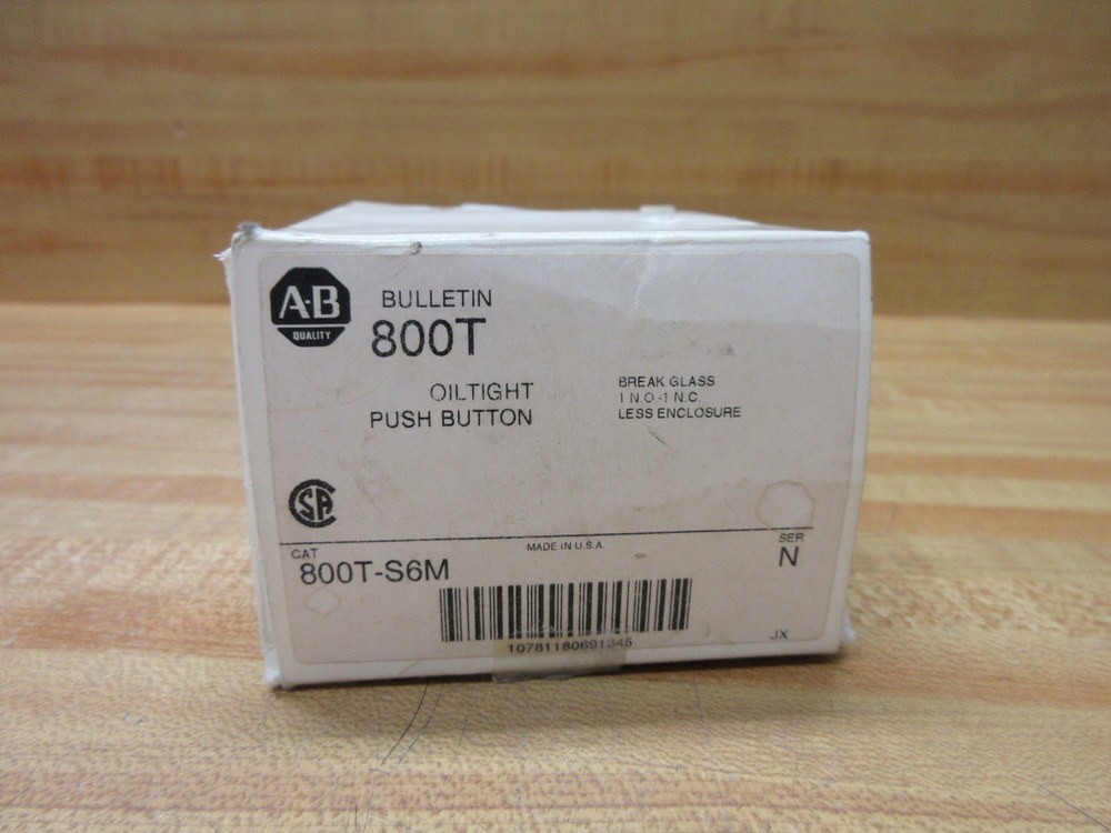Allen Bradley 800T-S6M Oiltight Push Button 800TS6M EMPTY BOX ONLY!
