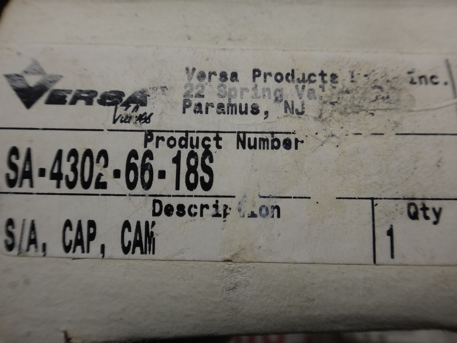 Versa SA-4302-66-18S, S/A Cam Cap Assembly
