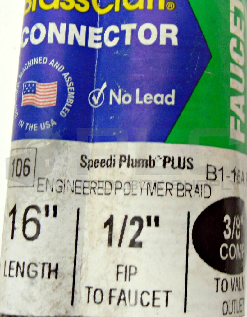 LOT OF 7 NEW BRASSCRAFT B1-16AF 16″ FAUCET HOOKUP 3/8″ TO 1/2″ BRAIDED STEEL