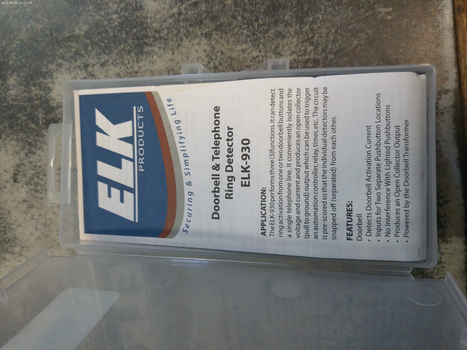 ELK-930 ELK Products Doorbell & Telephone Ring Detector – New