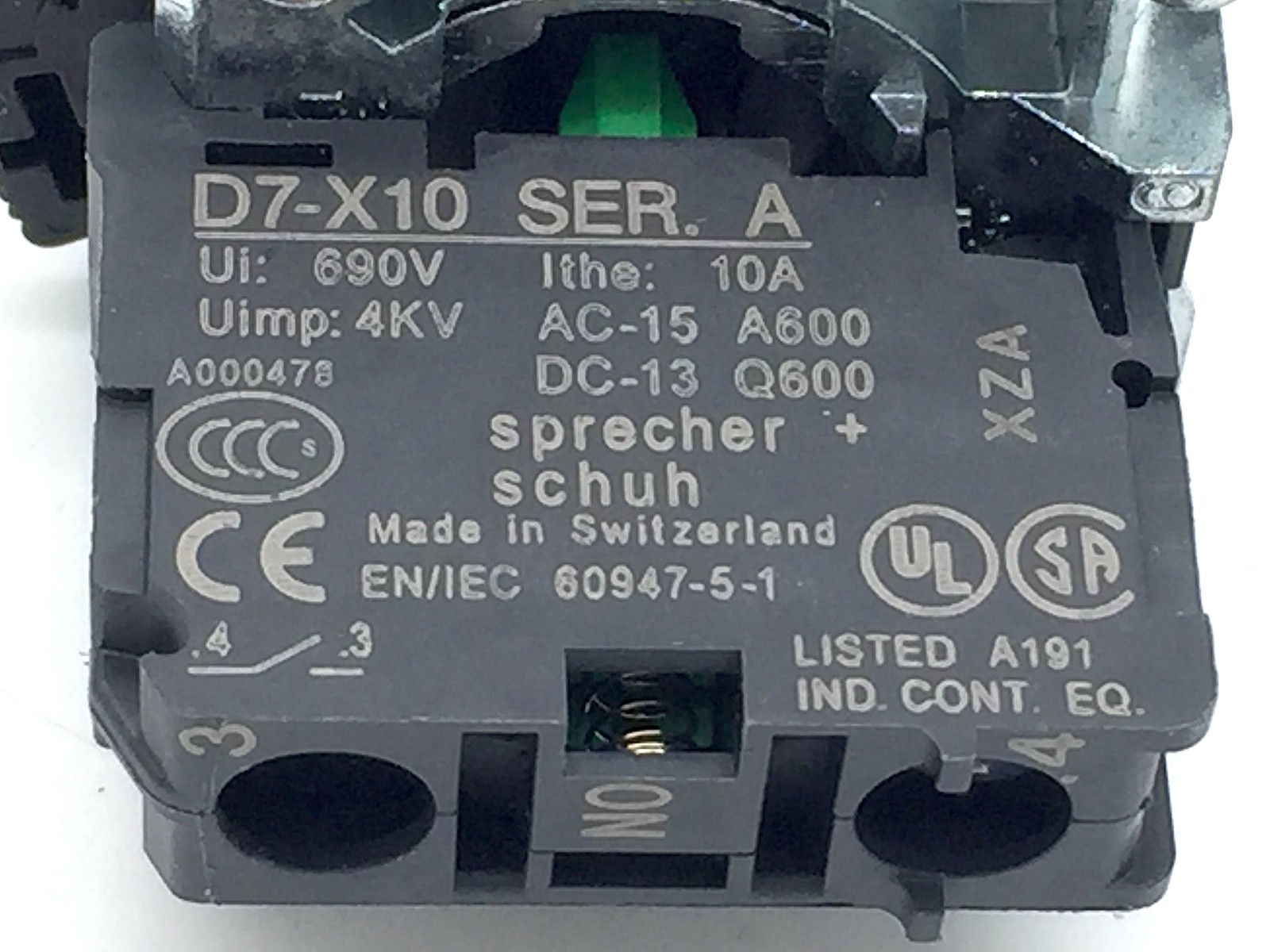 NHP Sprech+Schuh D7MF607MX10 Flush Push Button Metal Blue RESET 1N/C 600VDC 10A