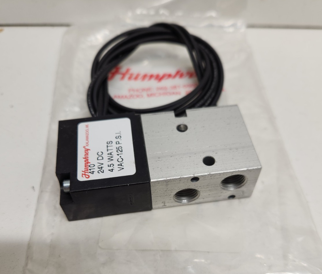 NEW IN BAG! HUMPHREY 24V 1/8″ 4-WAY SOLENOID VALVE 410-24VDC