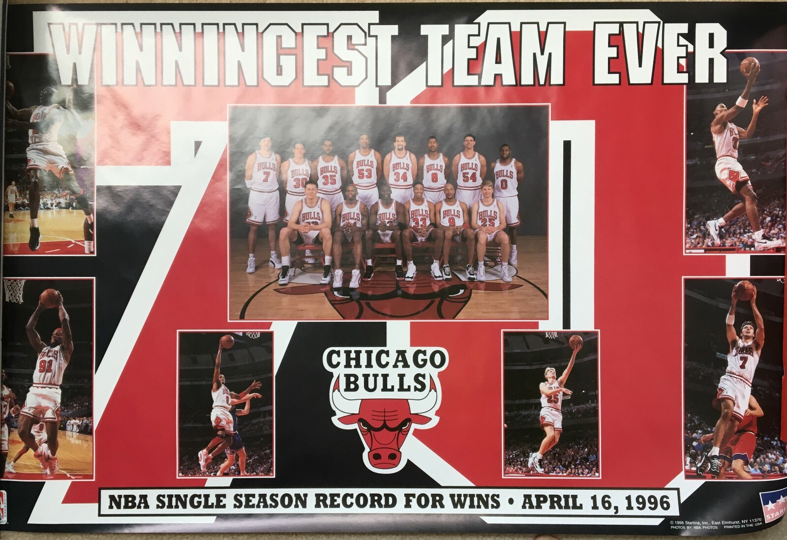 Vintage 1996 Starline Chicago Bulls “Winningest Team Ever” Poster Jordan
