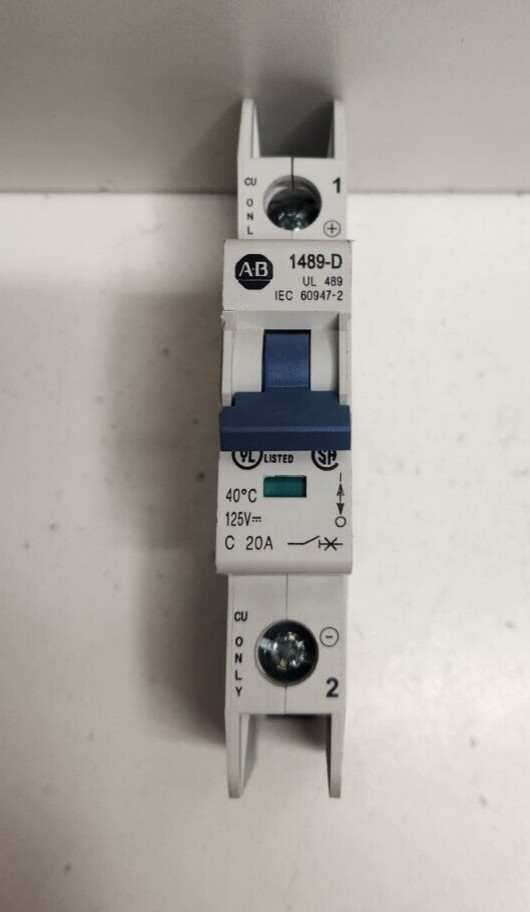 NEW OLD STOCK! ALLEN-BRADLEY 20A 125V 1-POLE CIRCUIT BREAKER 1489-D1C200