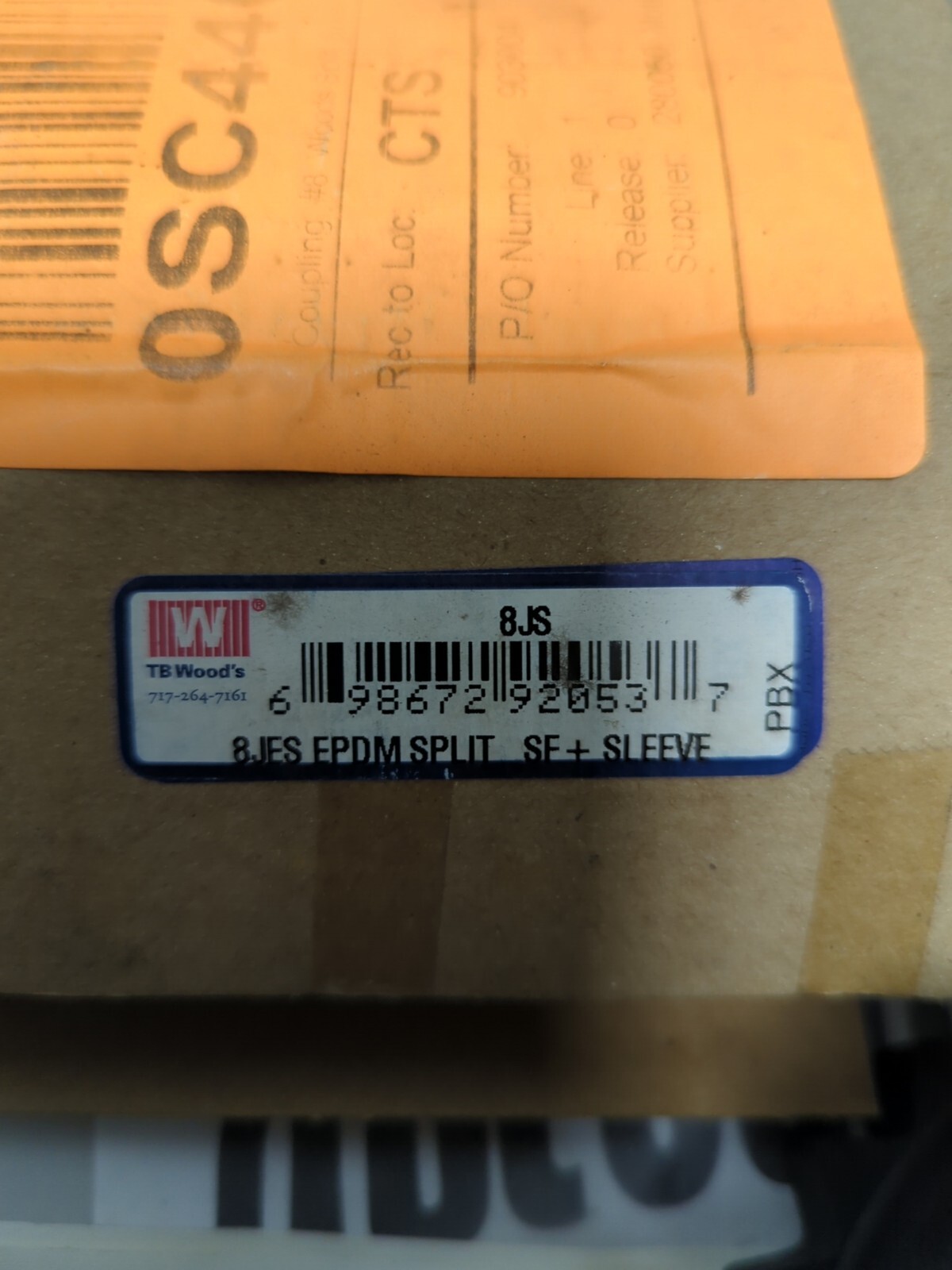 TB WOOD’S,8JS,8JES EPDM SPLIT SFT SLEEVE NOS