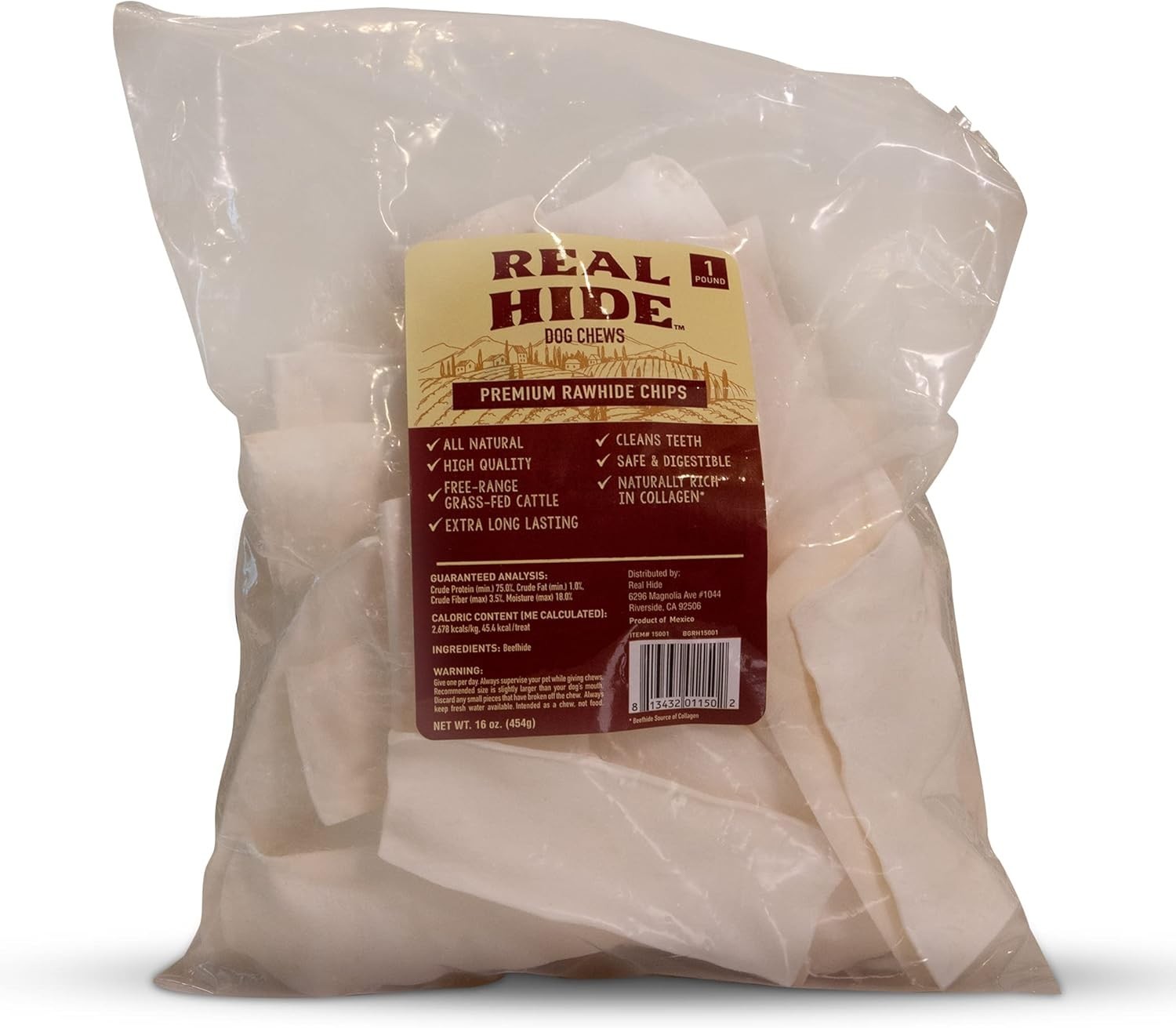 Real Hide | All Natural Dog Chew Treats – Premium Rawhide Chips – Long Lastin…