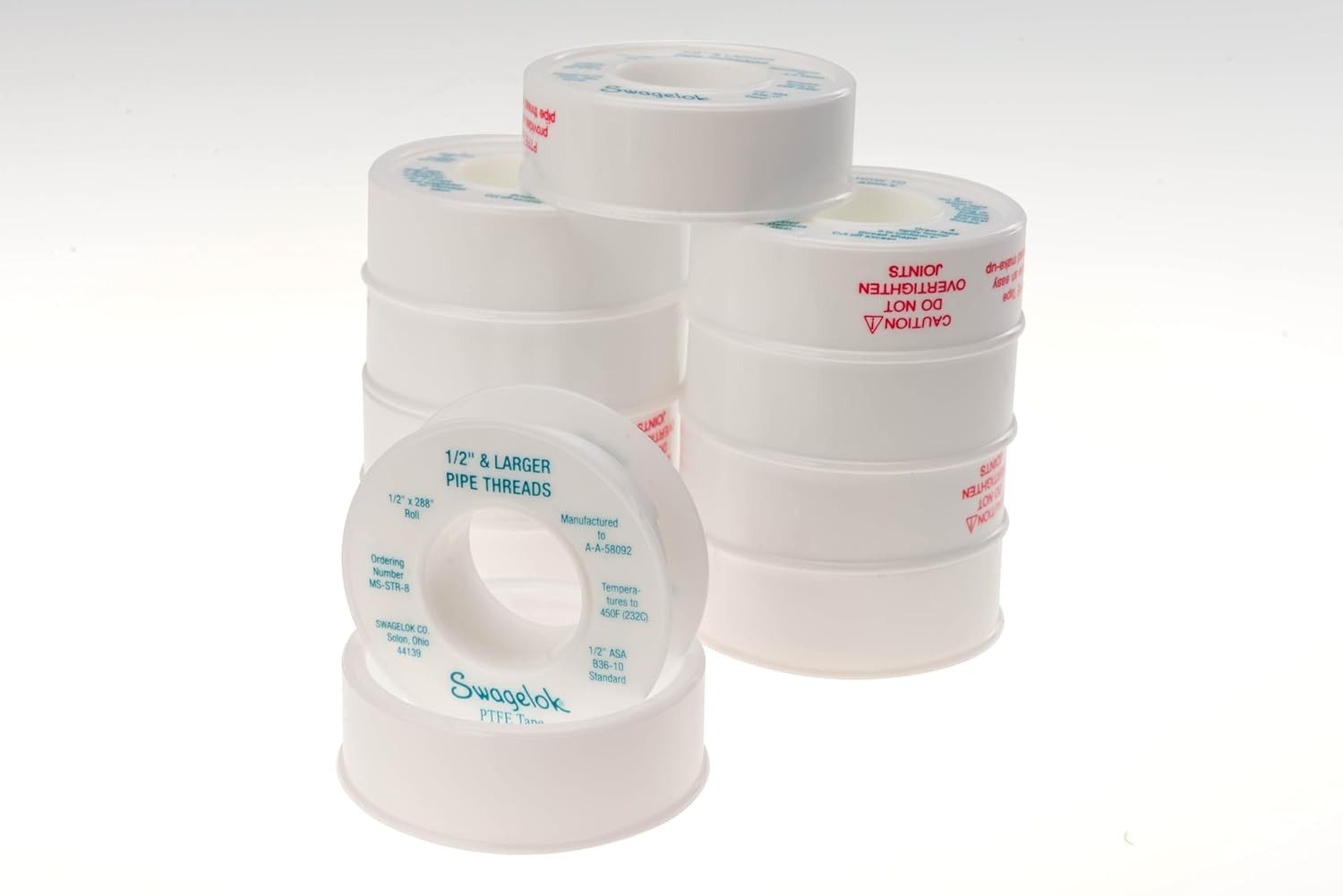 MS-STR-8 Swagelok PTFE Tape Thread Sealant 1/2 in x 288 in 10-Pack 450F NPT