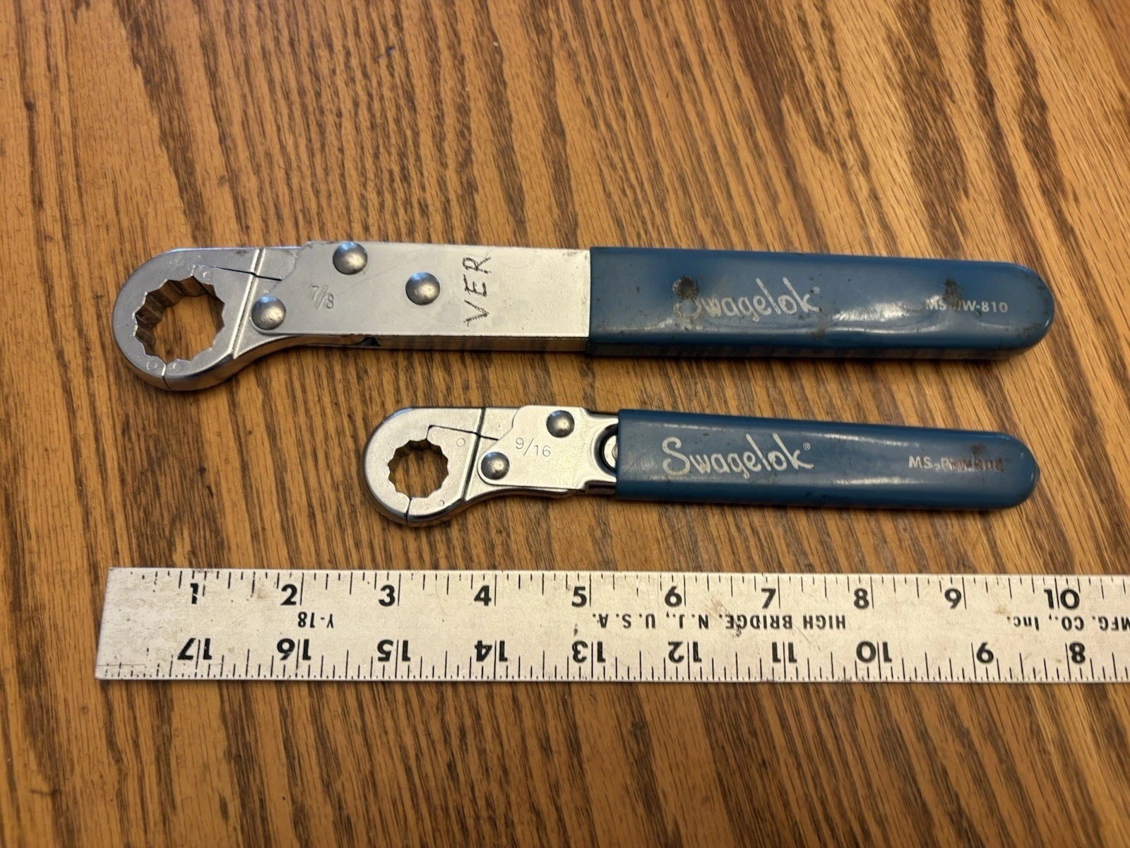 2pc SWAGELOK 7/8″ & 3/16″ Ratchet Wrenches Business Tools NavyHandles USA