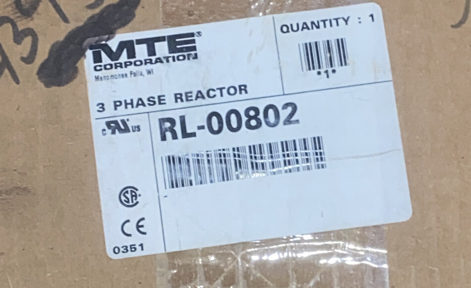 MTE CORPORATION RL-00802 THREE PHASE LINE REACTOR