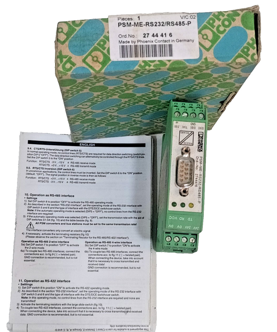 NEW PHOENIX CONTACT PSM-ME-RS232/RS485-P INTERFACE CONVERTER 2744416