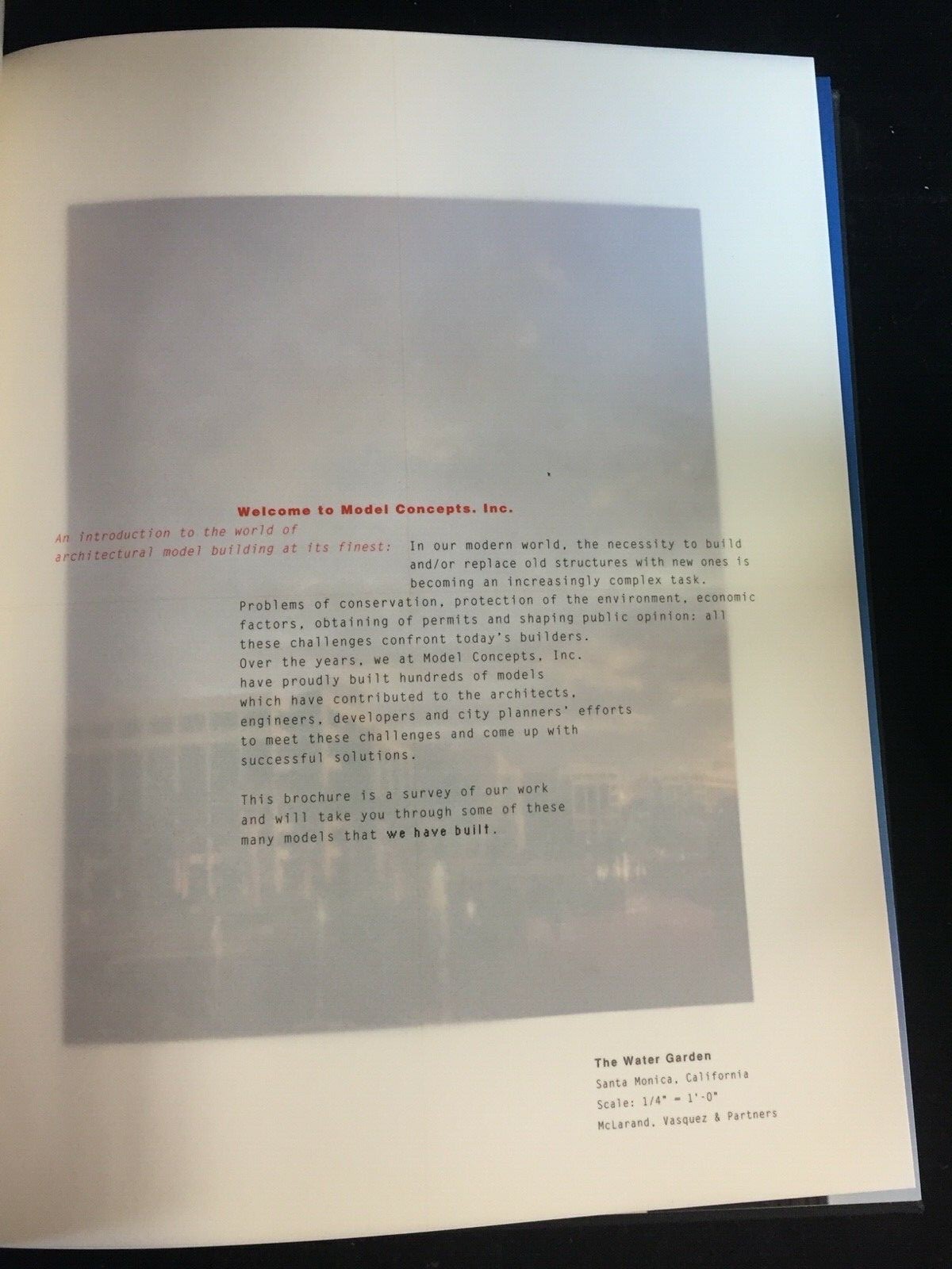 1996 MODEL CONCEPTS, INC, ARCHITECTURAL SCALE MODELS PROMO BOOK, HARDCOVER