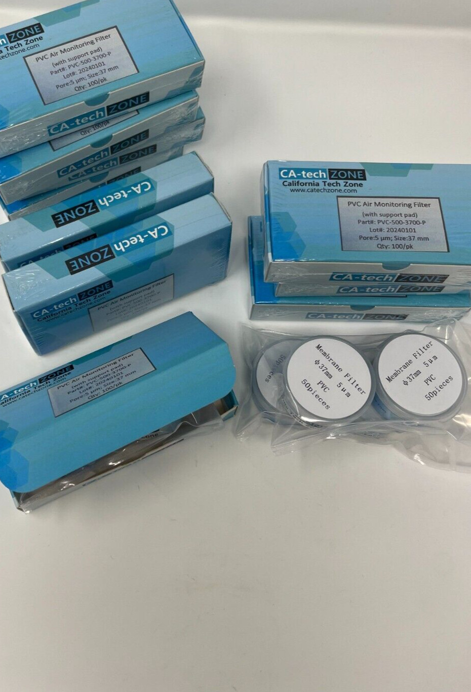 PVC Air Monitoring Filter 5 μm 37 mm (with supporting pad) (100/pk) CA-tech ZONE