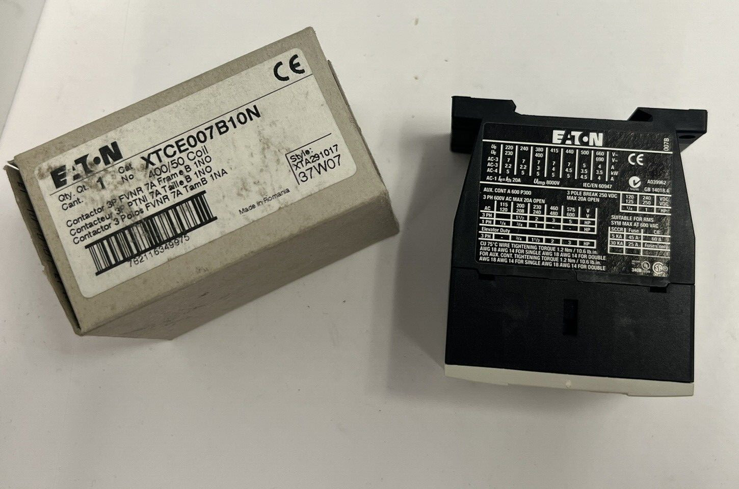 (1) NEW EATON XTCE007B10N CONTACTOR 3 POLE 400/50 COIL