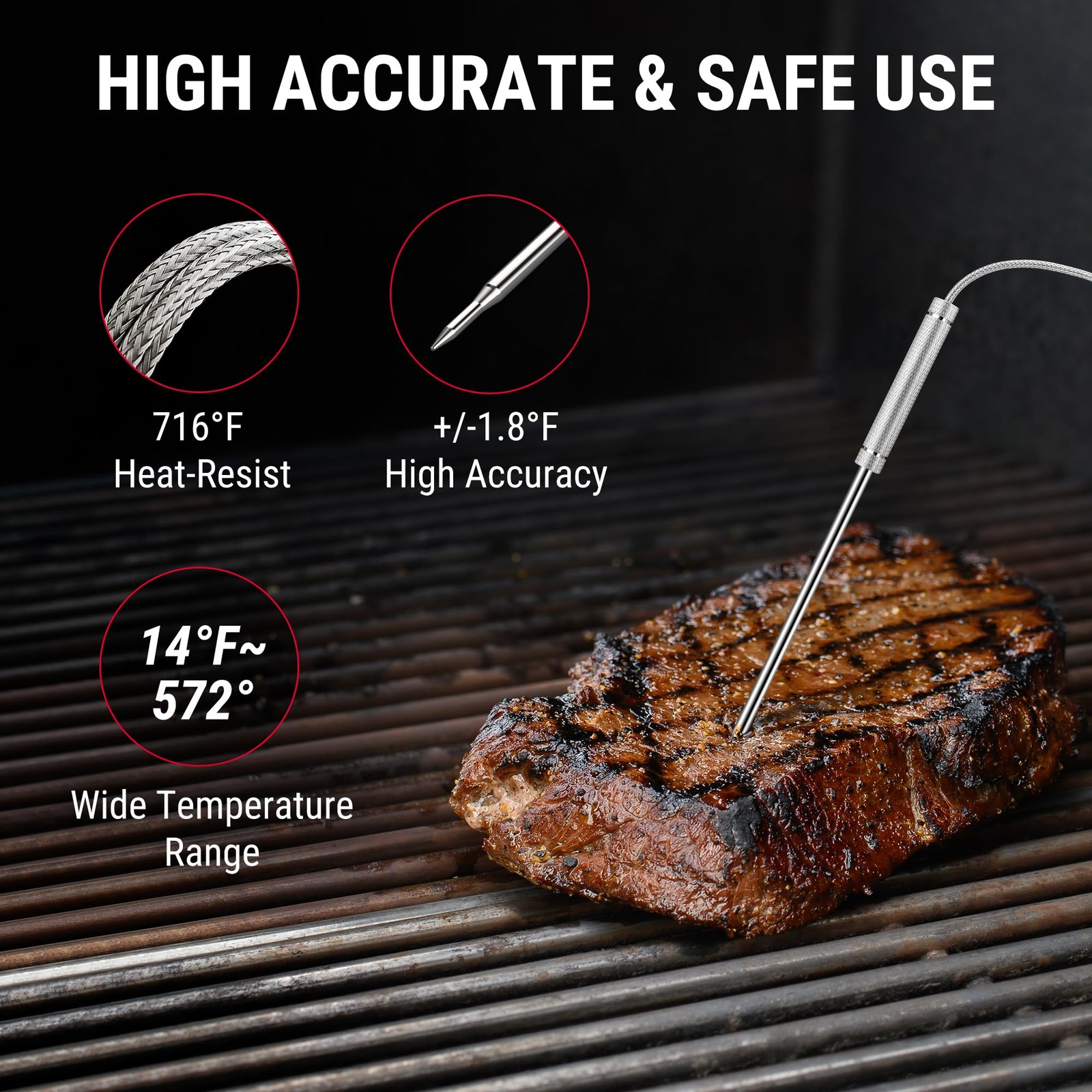 ThermoPro 650 ft Bluetooth Meat Thermometer with 2 Probes, Meat Thermometer D…