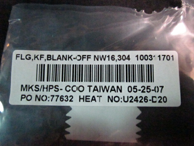 MKS-HPS 100311701 FLGBLANK-OFFNW16 304 SS