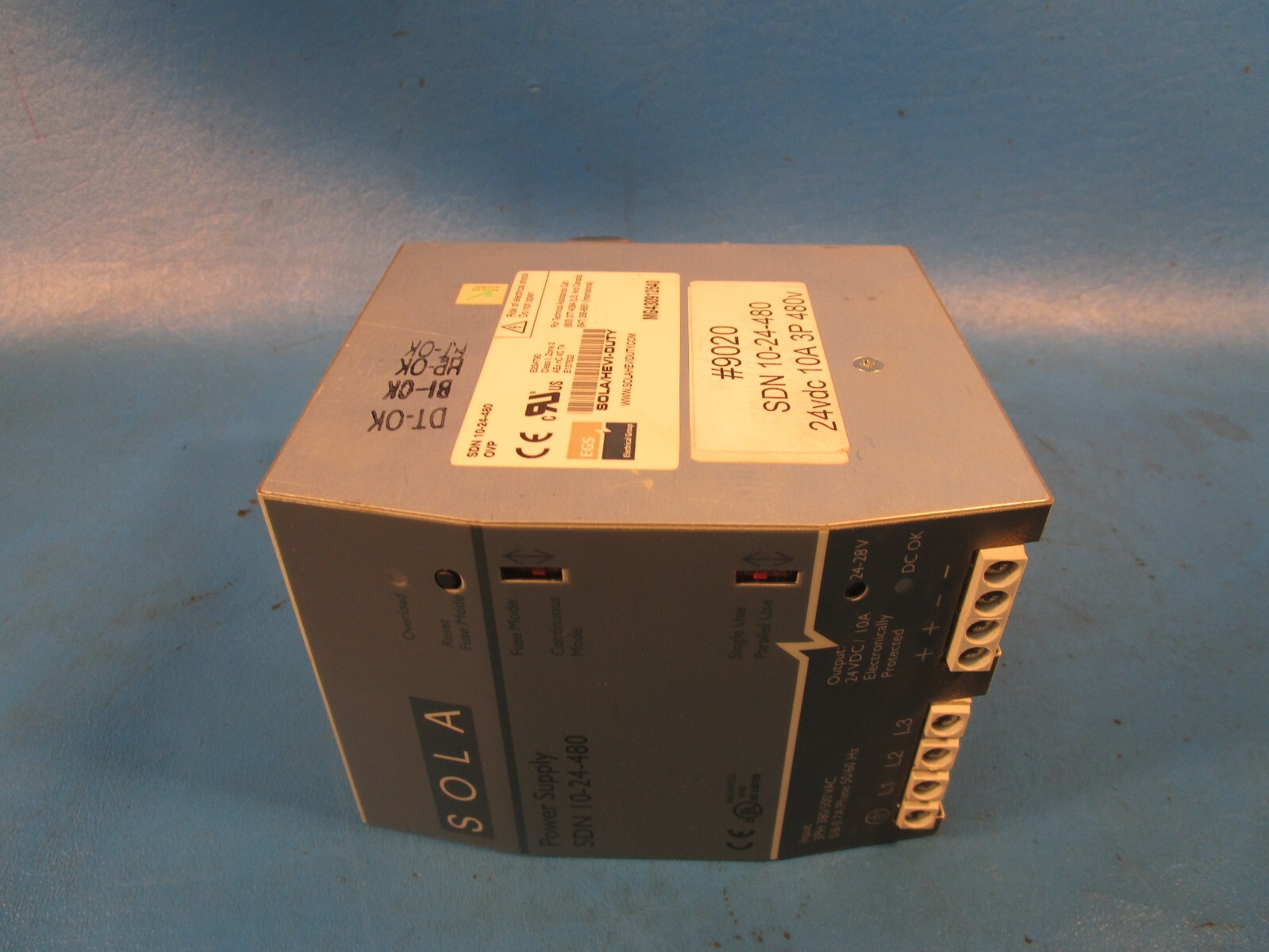 USED SOLA SDN 10-24-480, Power Supply Input 3PH 380/500V Output 24VDC/10A
