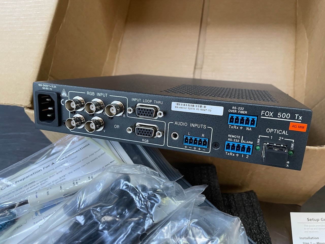 Extron Electronics Fox 500 Tx & Rx Fiber Optic Transmitter with Accessories NIB