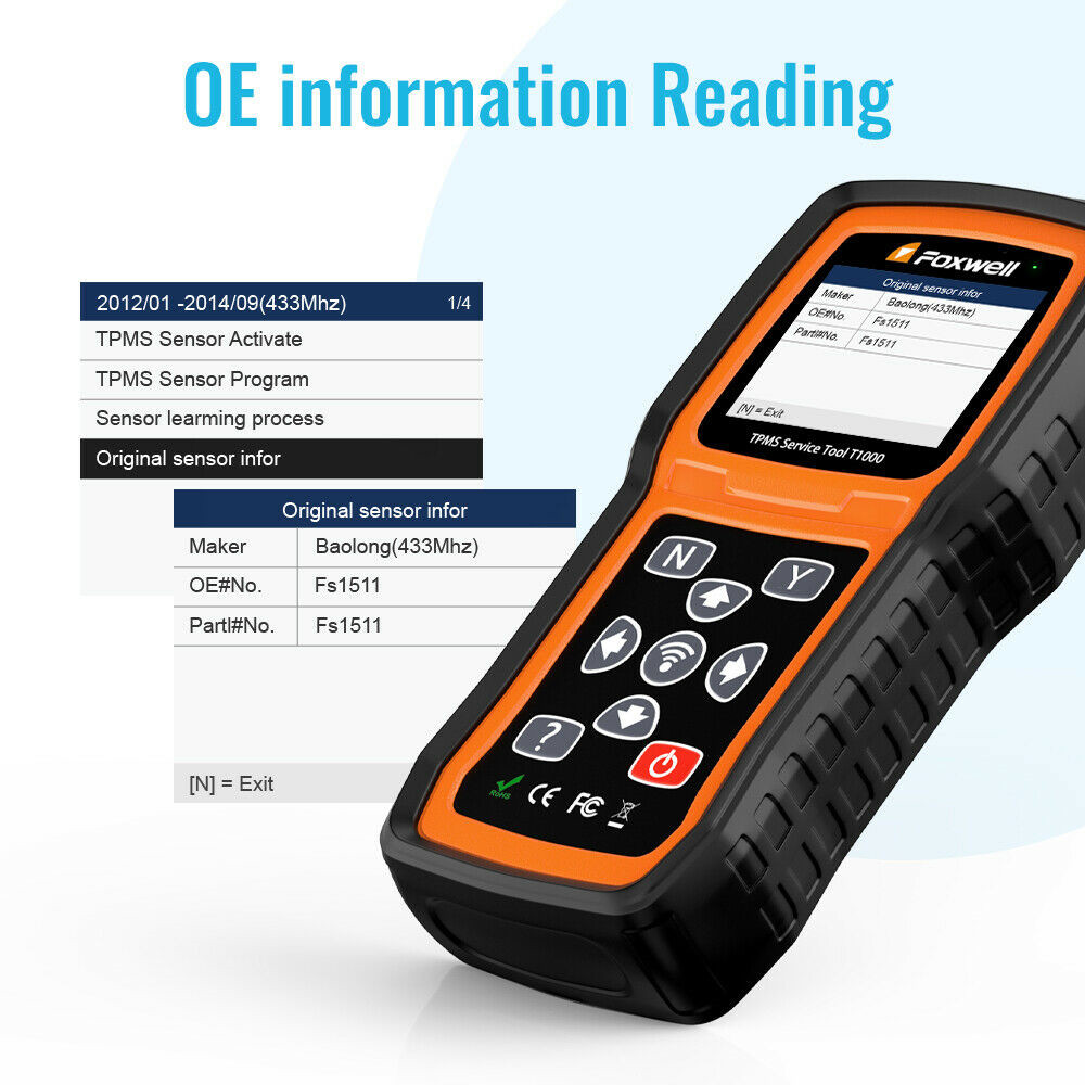 FOXWELL T1000 TPMS Relearn Activate Tire Pressure Sensor Programmer Diagnostic