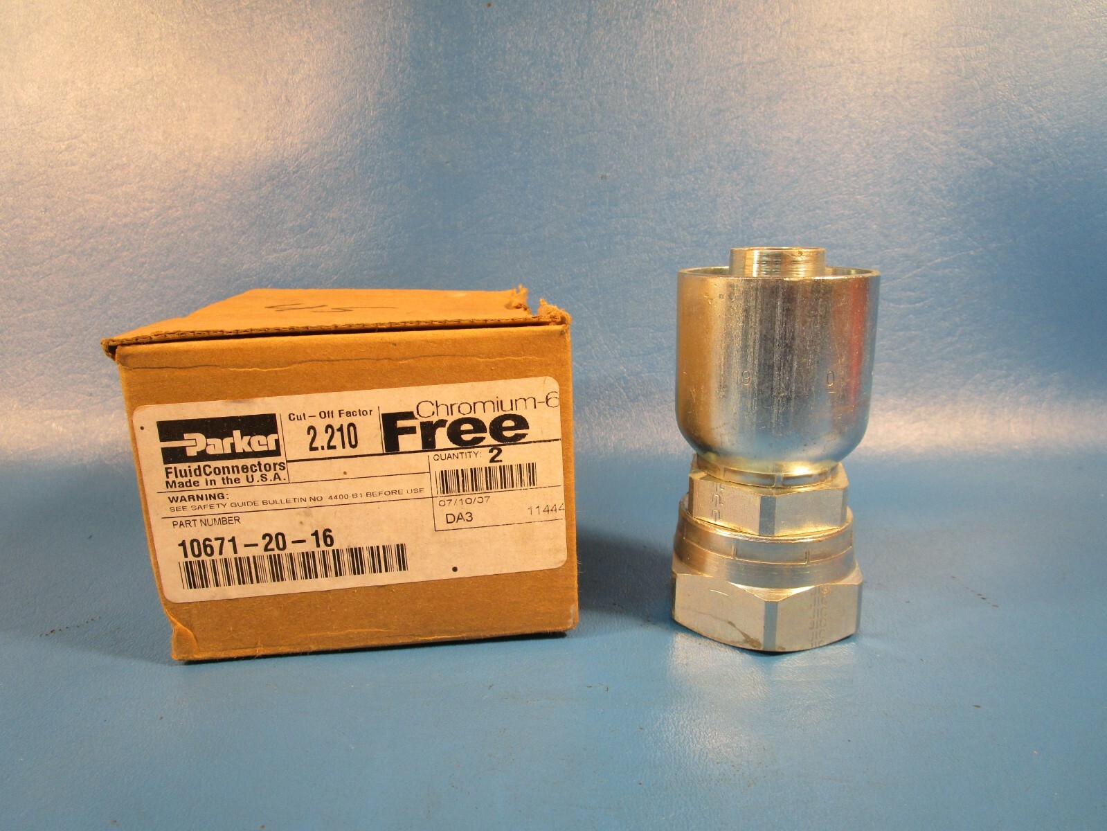 Parker 10671-20-16 Fitting Parkrimp Permanent Straight Female JIC, 37 DEG Swivel