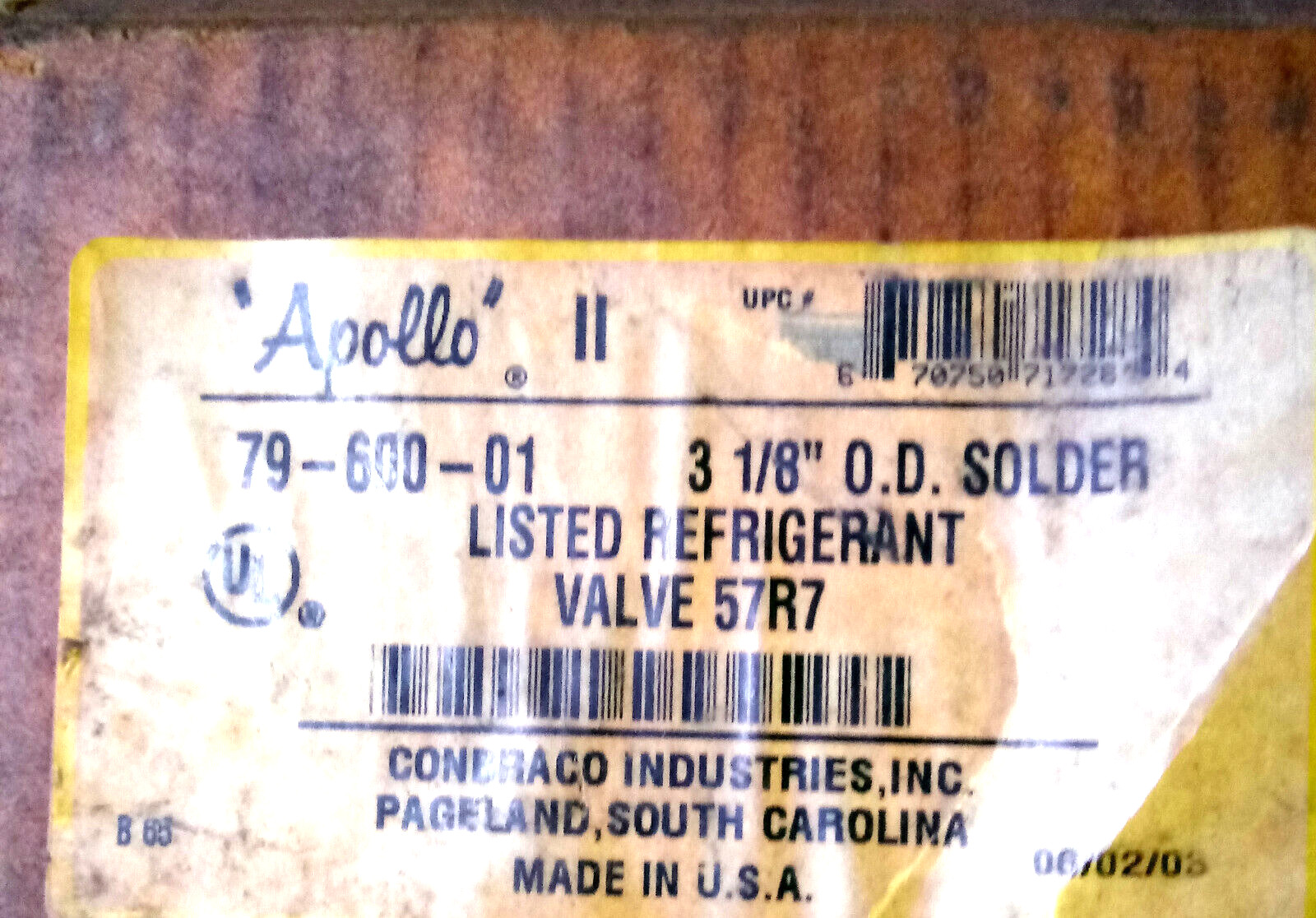 1 NEW CONBRACO APOLLO II No. 79-600-01 REFRIGERANT VALVE NIB ***MAKE OFFER***