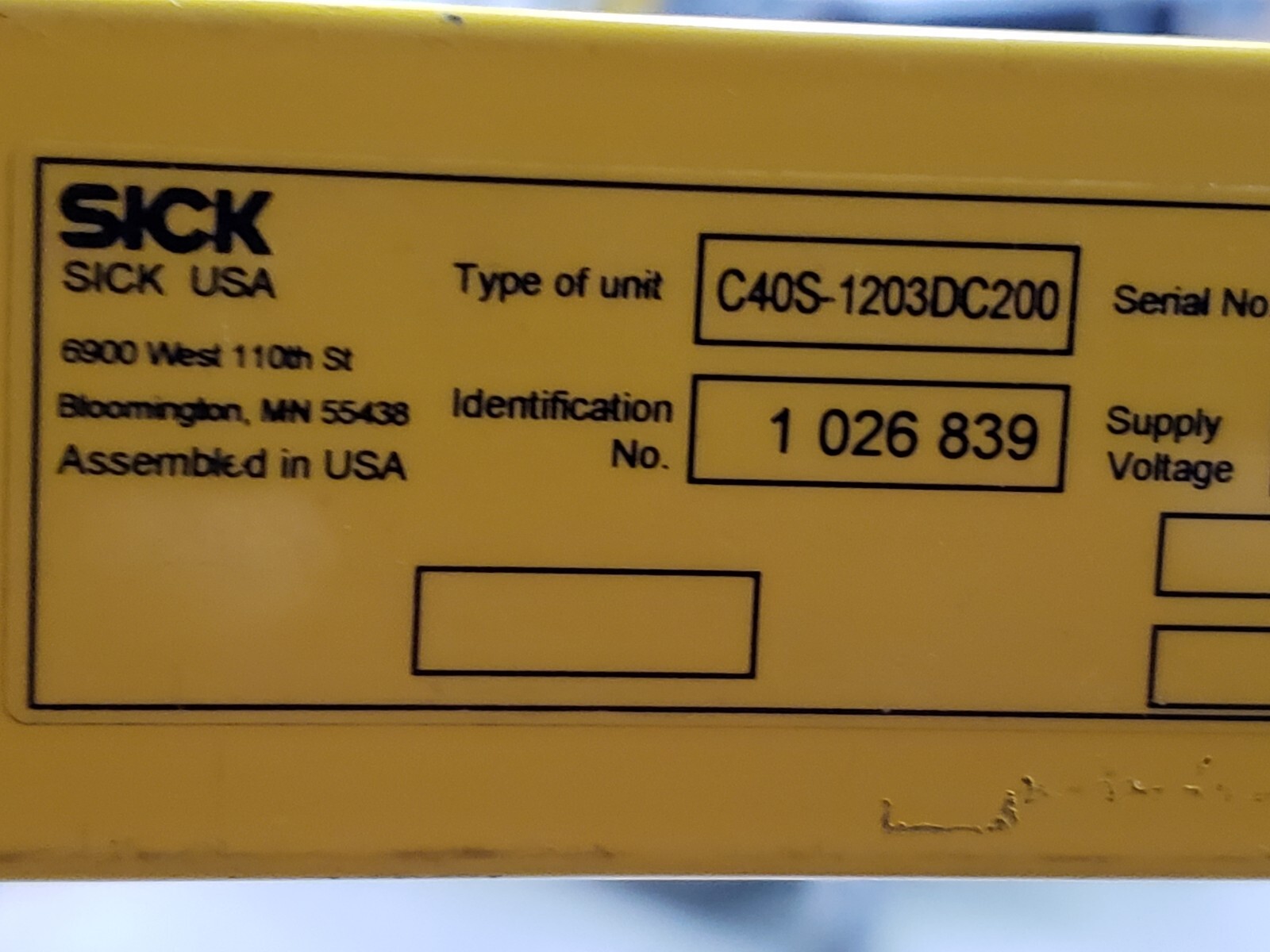 SICK C40S-1203DC200 SAFETY LIGHT CURTAIN 24VDC C4000 STANDARD