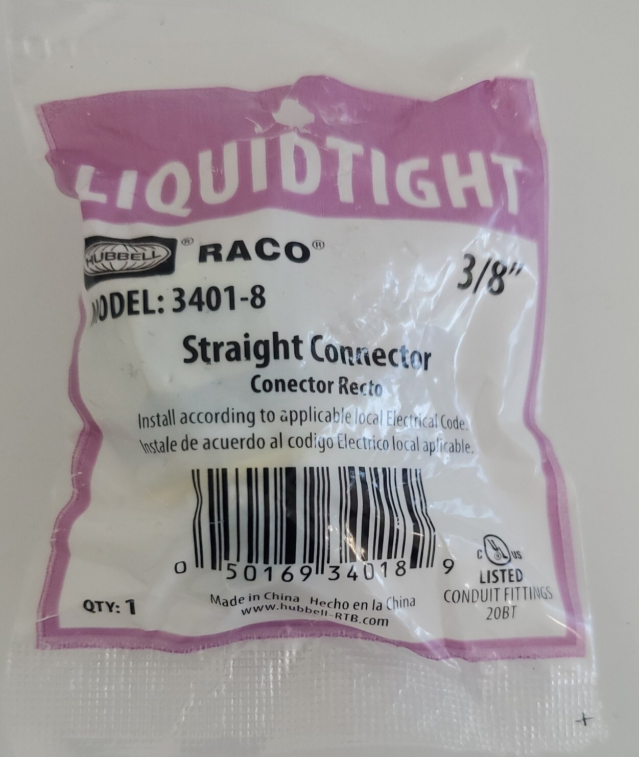*NEW SEALED* LOT OF 11 Hubbell Raco 3401-8 Straight Connector 3/8″ + Warranty!