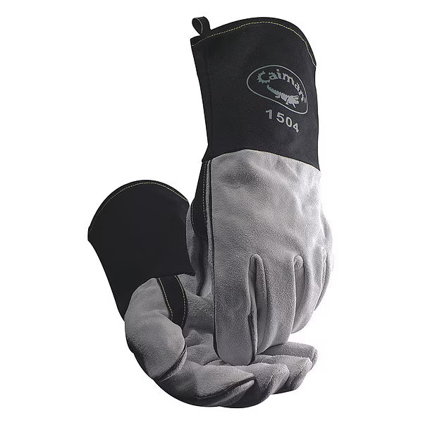 Caiman 1504 Welding Gloves, Gauntlet Cuff, Reinforced Thumb, Standard Cowhide,