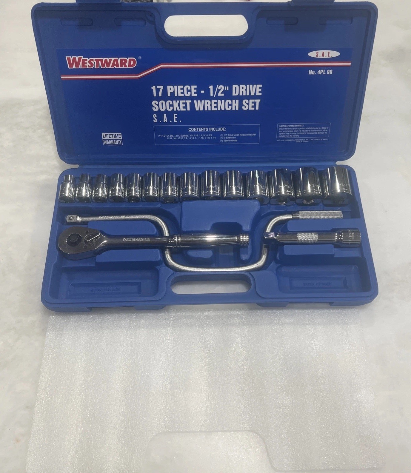 Westward 4PL90 1/2″ Drive Socket Wrench Set SAE mechanics 3/8 in to 1 1/4” Crank