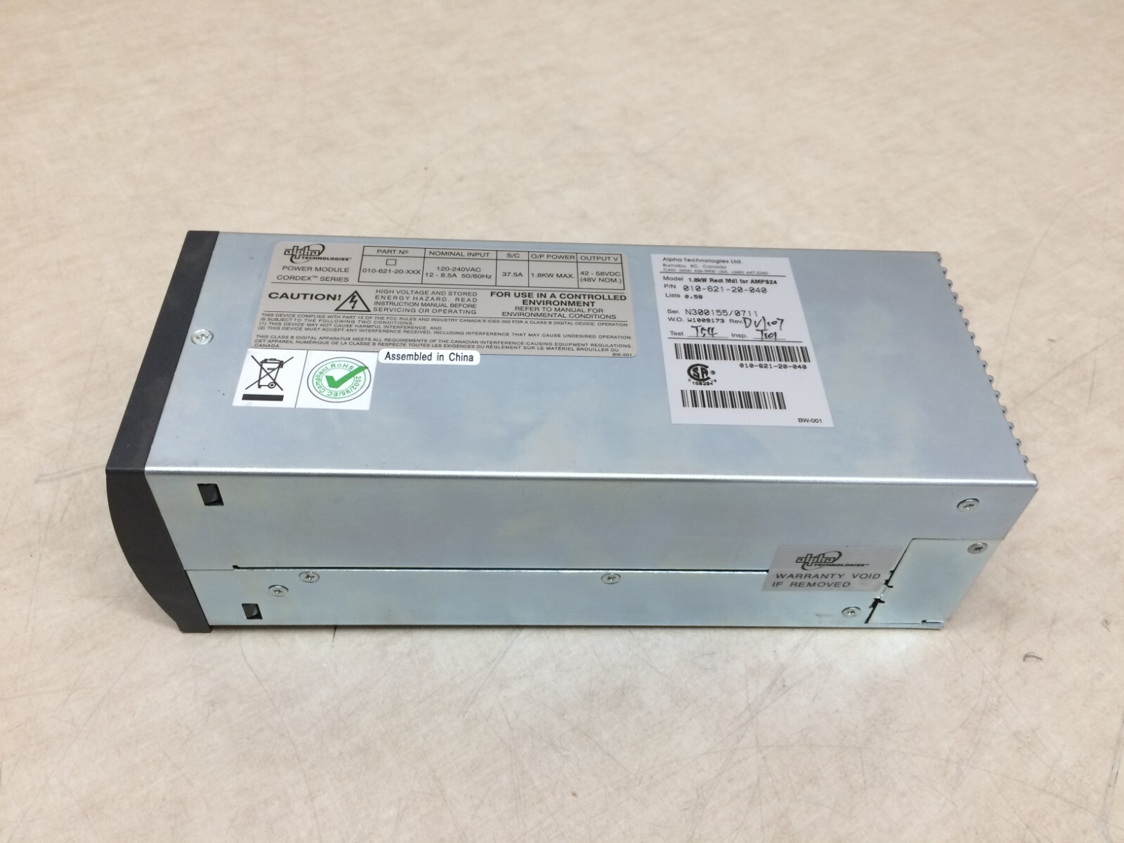 Alpha Technologies AMPS24-2-9 Rectifier Module 010-621-20-040 1.8kW Rect 37.5A