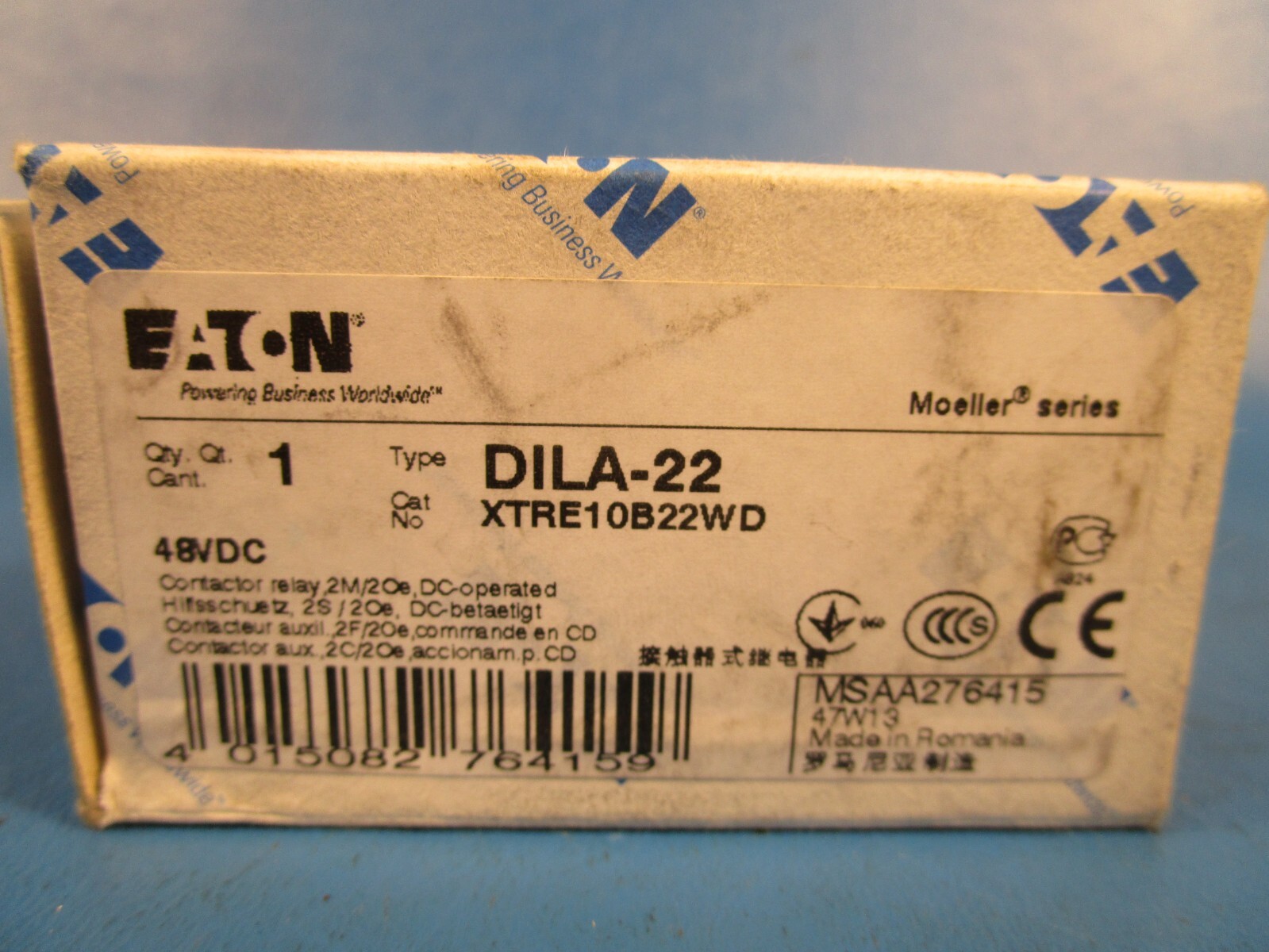 Eaton XTRE10B22WD, Contactor Relay 48V 50/60Hz 2NO 2NC, DILA-22, Cutler Hammer