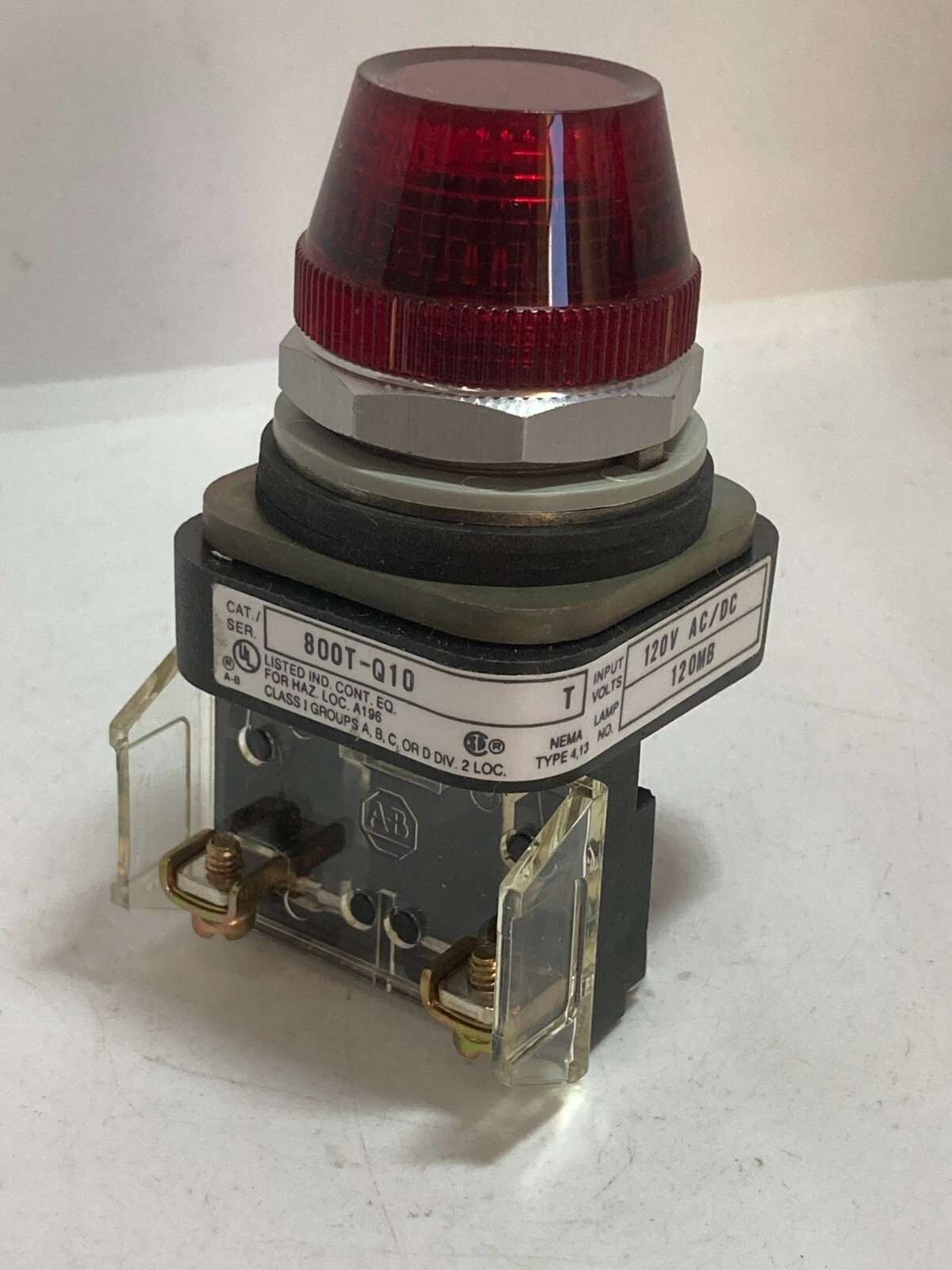 ALLEN BRADLEY 800T-Q10R PILOT LIGHT RED 120V 120VAC/DC SERIES T NNB