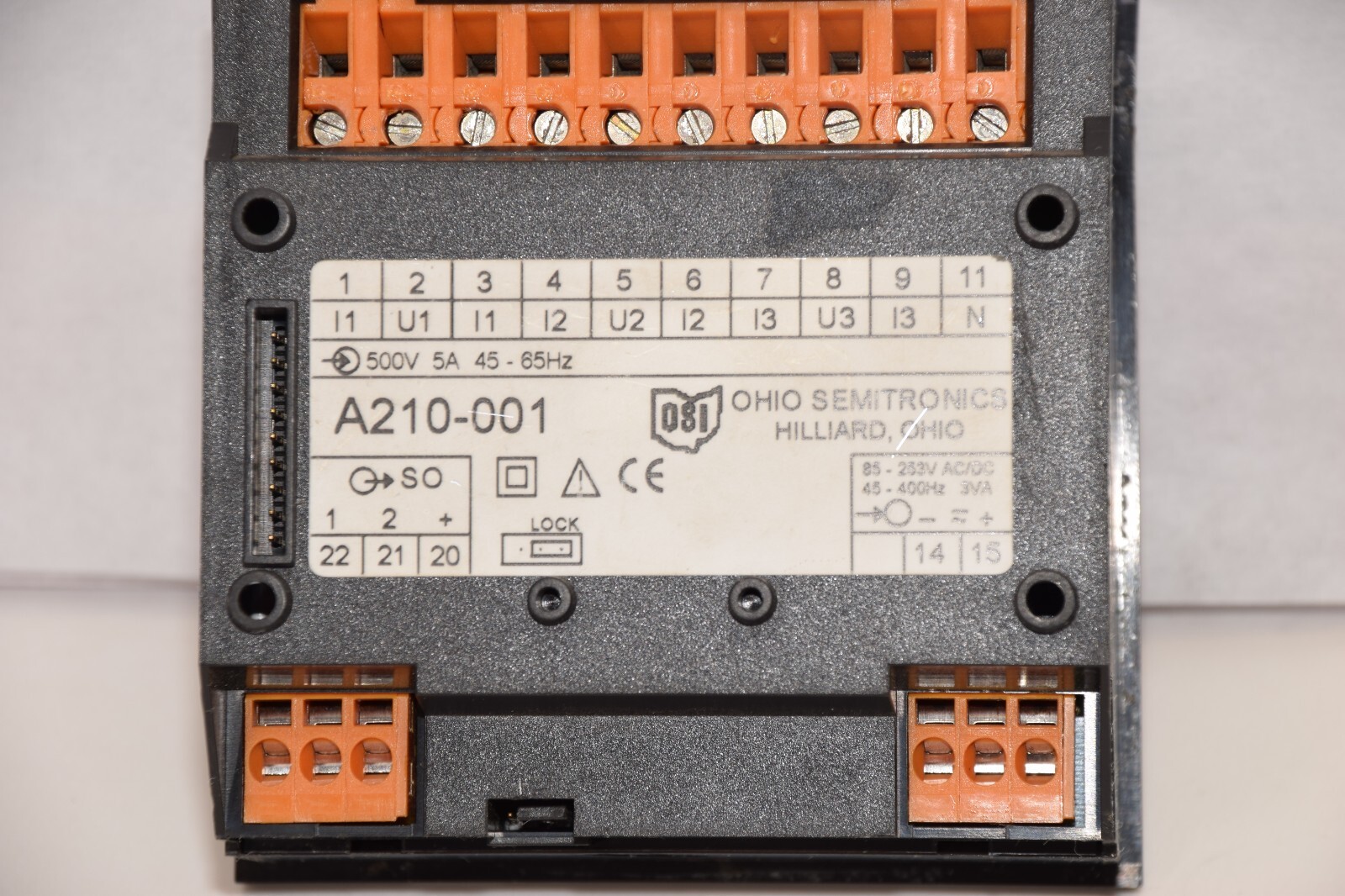 OHIO SEMITRONICS A210-001 , A210001 500V 5Amp 45-65Hz Display Module