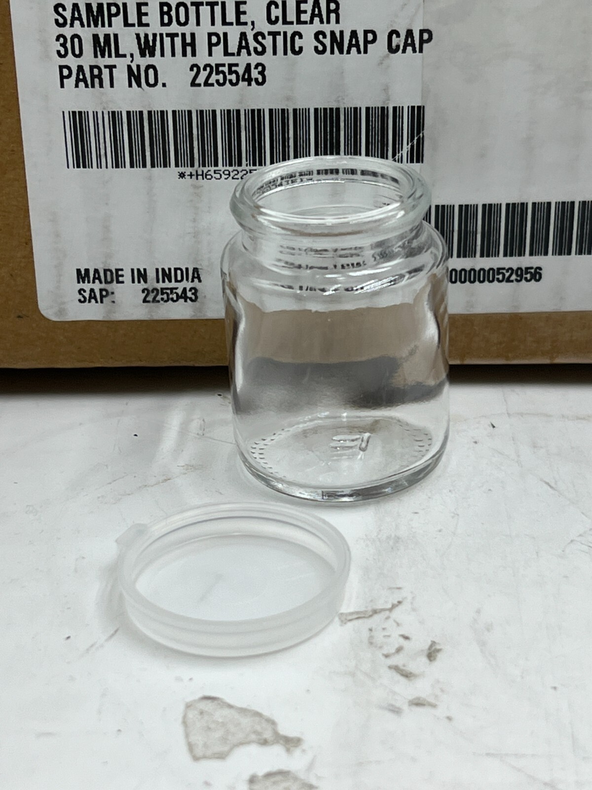 (Box of 72) Duran Wheaton Kimble Clear Sample Bottle 30ml with Snap Cap 225543