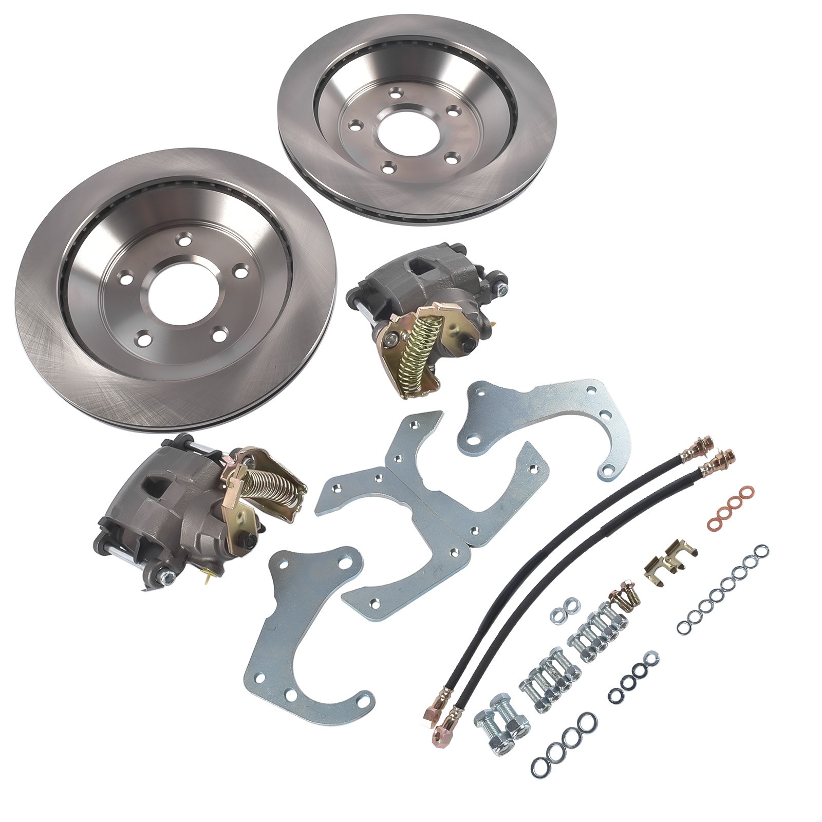 Rear Brake Disc Set for GM 7.5 In10 Bolt Bolt-On Rear Brake Kit w/ E-Brake Fits