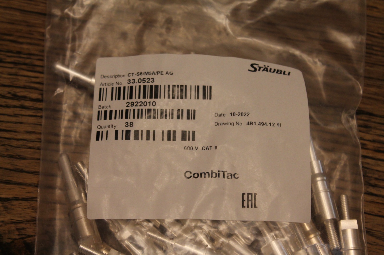 Stäubli CombiTac CT-S6/M5A/PE AG contact socket 33.0523 LOT OF 38