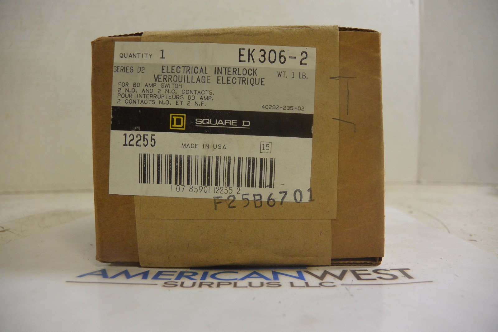 Square D EK306-2 Electrical Interlock for 60A Switch 2NO 2NC NEW