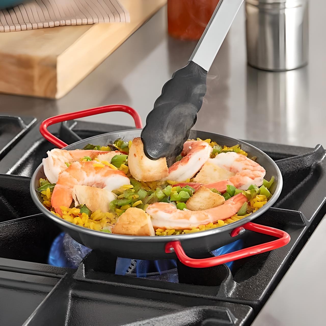 OCS Parts 8-Inch Polished Carbon Steel Paella Skillet Pan