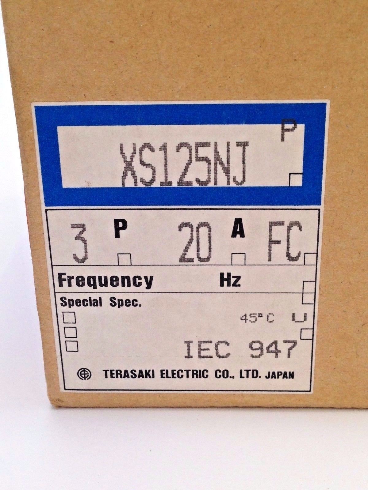 TERASAKI TemBreak XS125NJ Circuit Breaker 3 Pole 20A FC 30kA at 415VAC