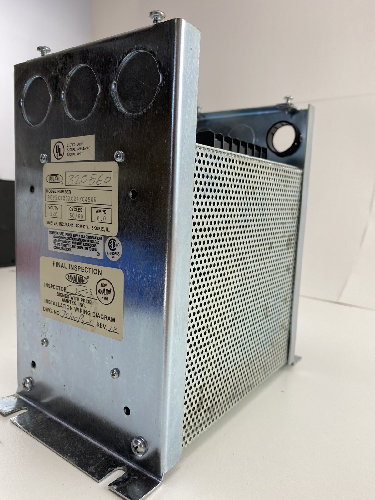 Panalarm Power Supply 120AC, 6AMps, 50/60 Cycles, 90P2X120AC24FC450W