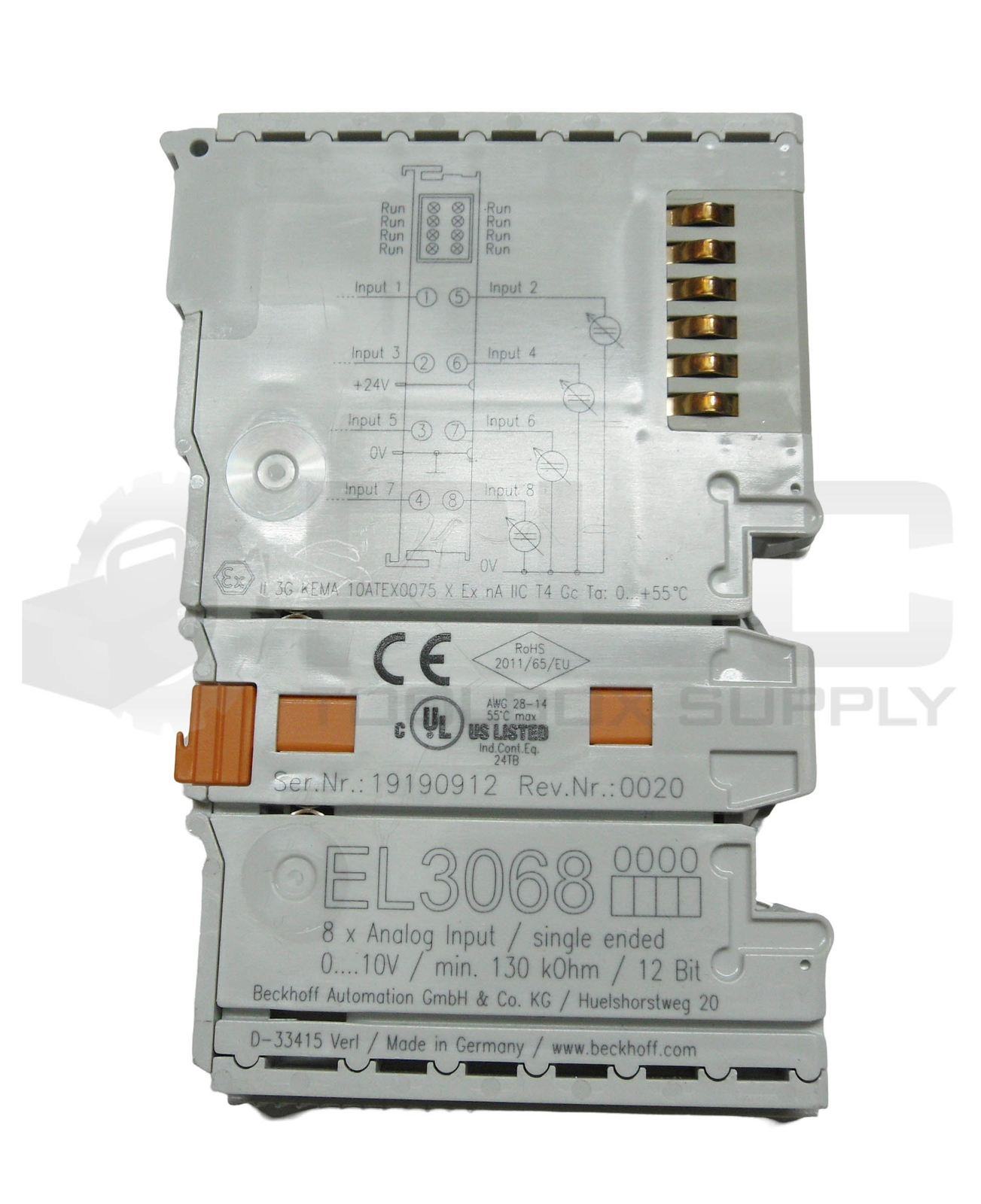 BECKHOFF EL3068 ETHERCAT TERMINAL 8 CHANNEL 0-10V
